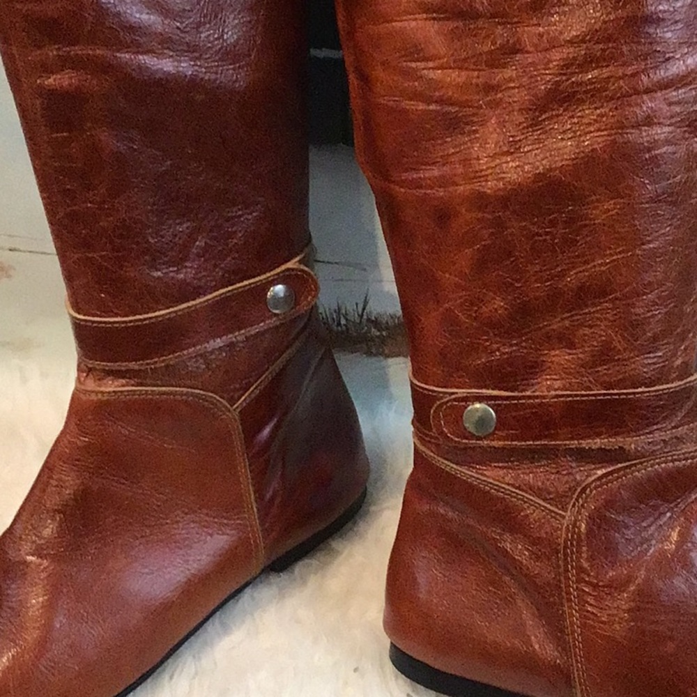 VINTAGE RUST LEATHER BOOTS.SZ 8 - Picture 8 of 14